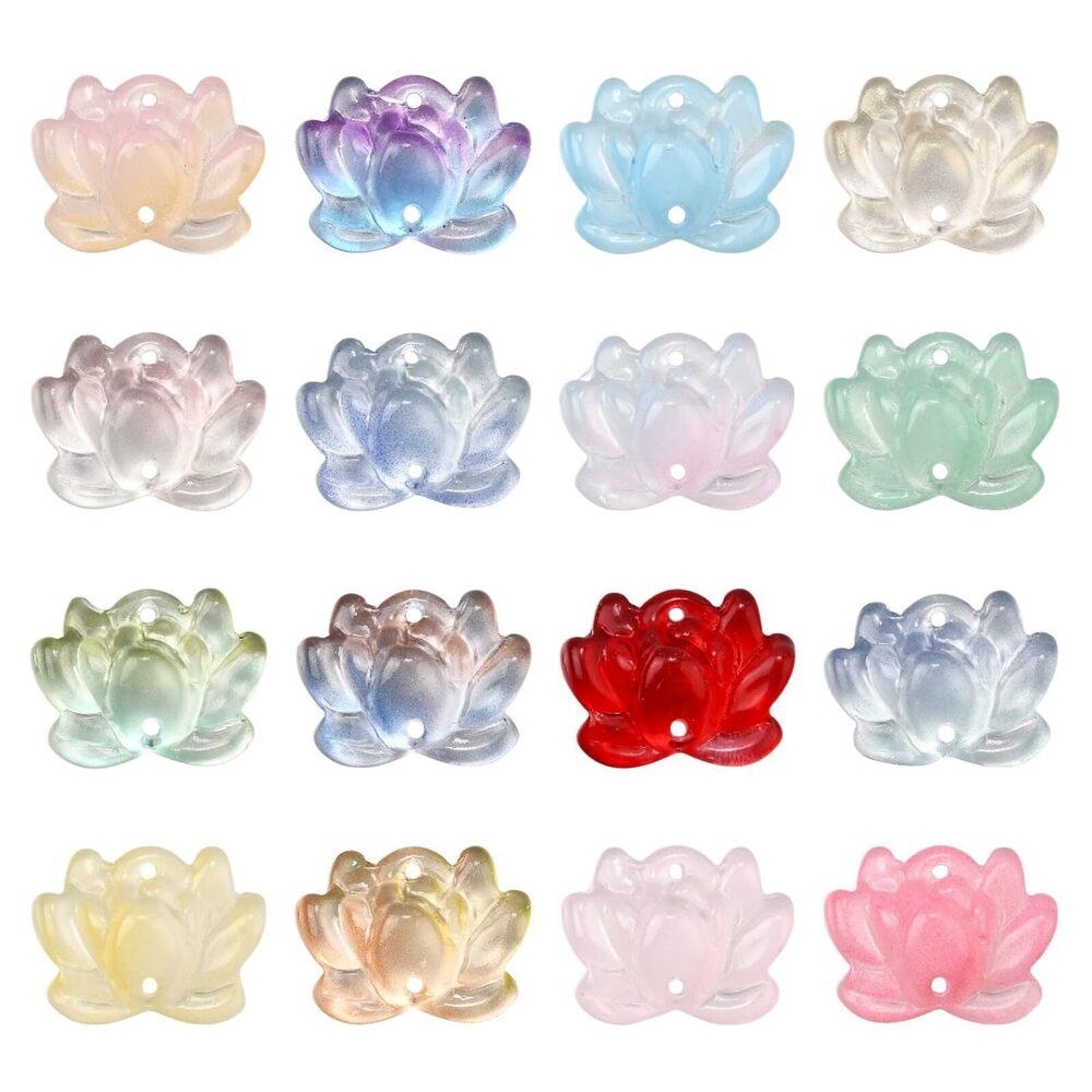 6028 100 pcs Mixed Colors Baking Paint Lotus Lampwork Crystal Beads Lotus